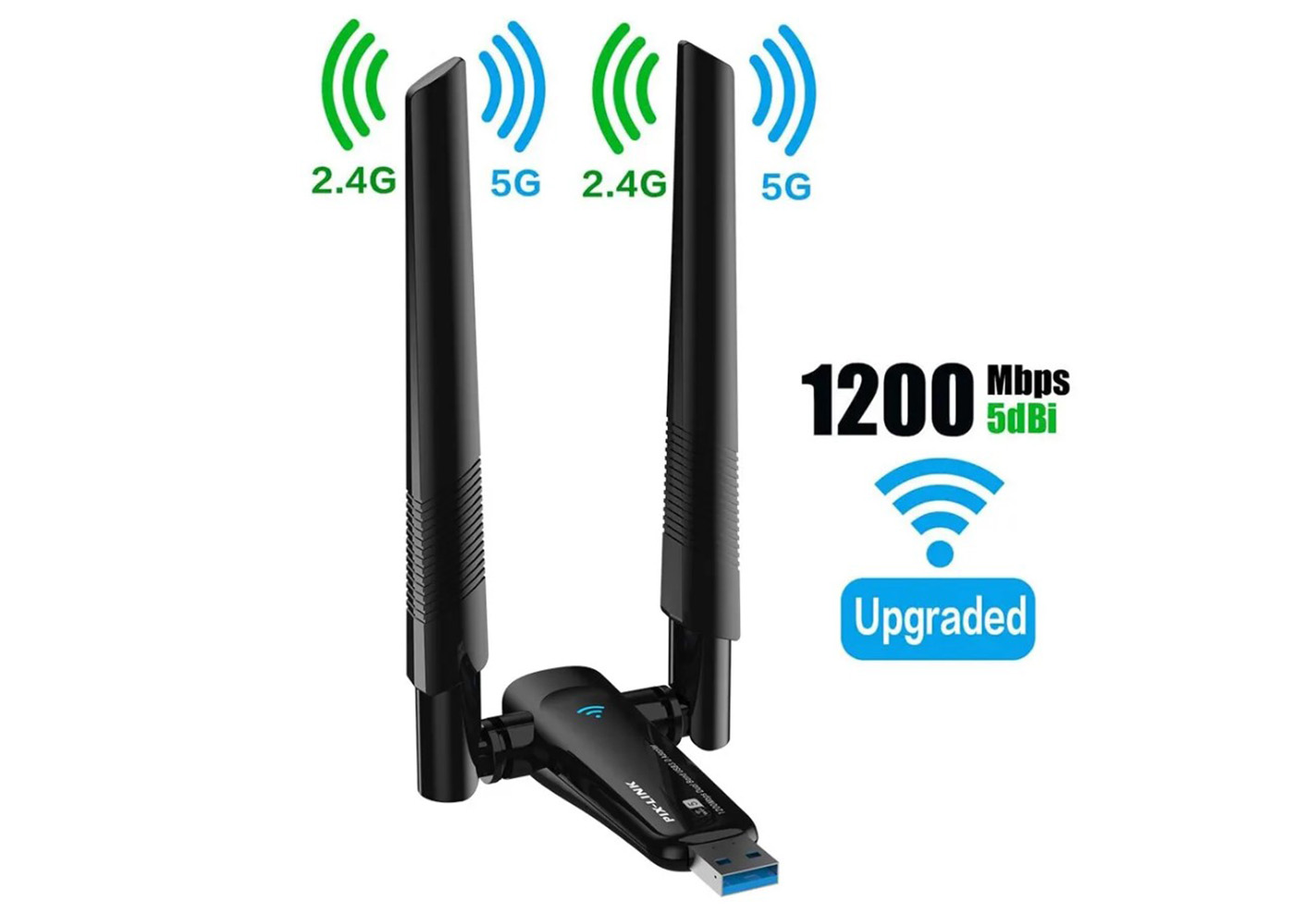 Bilişim Burada PIX-LINK AX1800 ÇİFT ANTEN USB WIRELESS WİFİ ADAPTÖR PL-9340